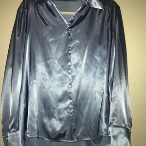 silky dress shirt blue